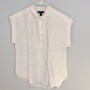 Linen small white J. Crew pullover buttondown